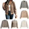 thumbnail image 1 of Zijinkuiwen Women Leopard Print Bomber Jacket Zip Up Long Sleeve Ribbed Cuffs Outerwear for Casual Daily Wear, 1 of 7