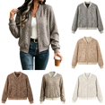thumbnail image 1 of Zijinkuiwen Women Leopard Print Bomber Jacket Zip Up Long Sleeve Ribbed Cuffs Outerwear for Casual Daily Wear, 1 of 9