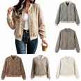 thumbnail image 1 of Zijinkuiwen Women Leopard Print Bomber Jacket Zip Up Long Sleeve Ribbed Cuffs Outerwear for Casual Daily Wear, 1 of 7