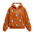 thumbnail image 1 of Zijinkuiwen Women Oversized Fleece Hoodie with Pet Pocket Cute Ghost Pumpkin Hat All Over Print Pullover for Halloween Fall Casual Daily Wear,S, 1 of 7