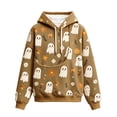 thumbnail image 1 of Zijinkuiwen Women Oversized Fleece Hoodie with Pet Pocket Floral Cute Ghost All Over Print Pullover for Halloween Fall Casual Daily Wear,XXL, 1 of 7