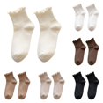 thumbnail image 1 of Zijinkuiwen Women Ruffle Ankle Socks Ribbed Knit Soft Breathable Casual Crew Hosiery for Daily Wear and Sweet Outfit Matching,Beige,One Size, 1 of 5