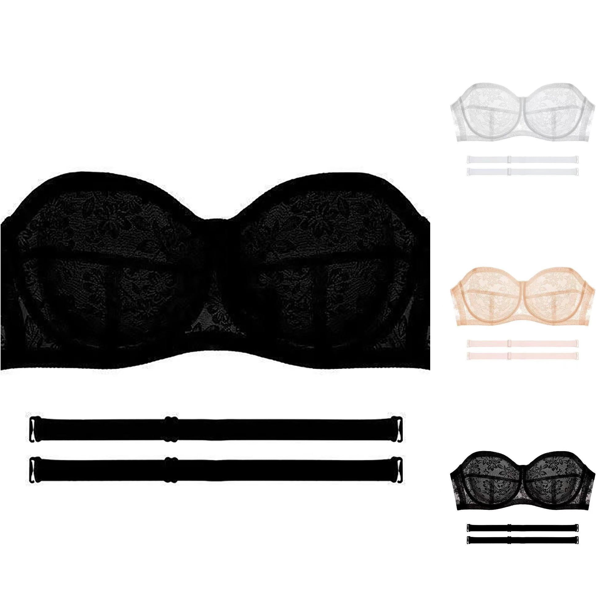 Zijinkuiwen Women's Strapless Bra with Removable Shoulder Straps Floral