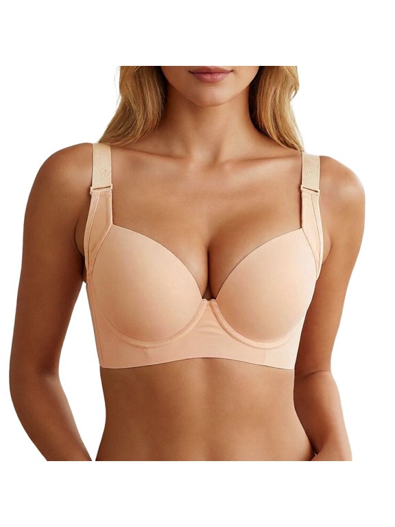 Womens Long Line Seamless Bra Wide Adjustable Shoulder Straps Full Coverage Support Innerwear for Everyday Casual Wear,100F
