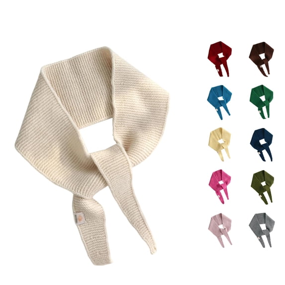 Zijinkuiwen Womens Scarf Knitted Pointed Tip Self Tie Warm Wrap for Daily Wear and Cold Weather Occasions,Beige,One Size