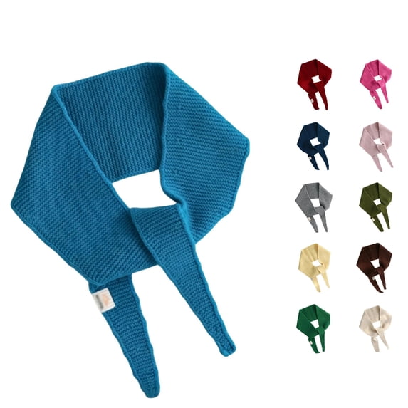 Zijinkuiwen Womens Scarf Knitted Pointed Tip Self Tie Warm Wrap for Daily Wear and Cold Weather Occasions,Blue,One Size