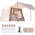 thumbnail image 1 of Zikebtuy 2/6/8 Person Inflatable Camping Tent, Easy Setup Blow Up Air Tent with Hand Pump, Waterproof 4-Season Glamping Tent with Large Mesh Windows & Oversized Canopy for Couples, Group & Family, 1 of 8