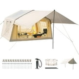 Zikebtuy Inflatable Bell Tents for Camping, Blow Up Tent with Hand Pump, Easy Setup Inflatable Tent House, Waterproof Oxford Air Tent for Camping Adult, 4-6 Person Glamping Tents with Stove Jack