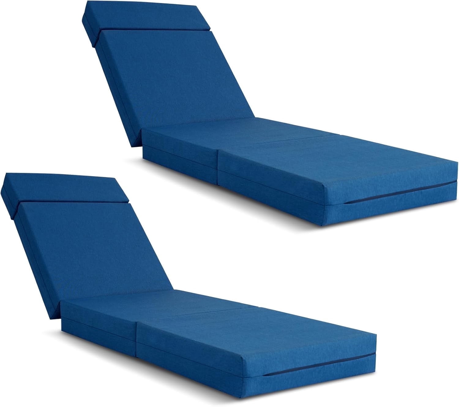 Bronkige 2 Pcs Chaise Lounge Cushions Outdoor, 72x21x5 Inch Thick Waterproof Outdoor Furniture Cushions with Removable Cover, Patio Lounge Chair Cushions for Outdoor Furniture, Blue