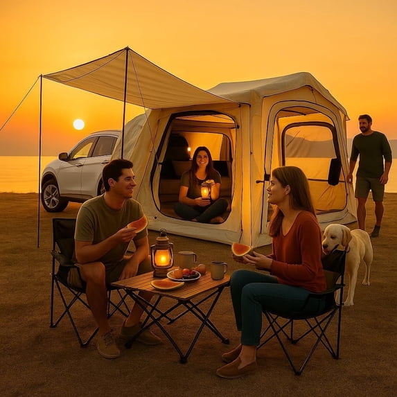 Bronkige 4/6/8 Person SUV Tent, Easy Setup & Spacious SUV Tailgate Tent with Large Mesh Windoors, Rainfly & Awning, Perfect for Family & Group Outdoor Adventures