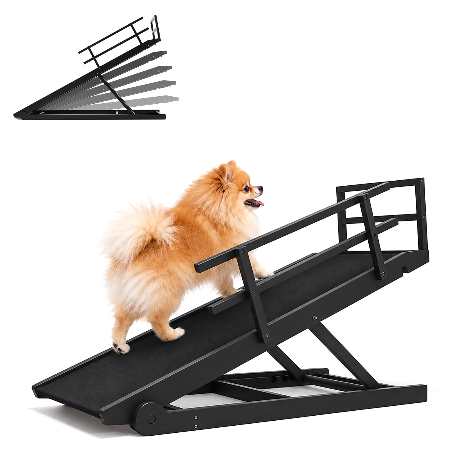 Zikebtuy Dog Ramp for Bed & Couch, Foldable Wooden Pet Ramp with 5 ...