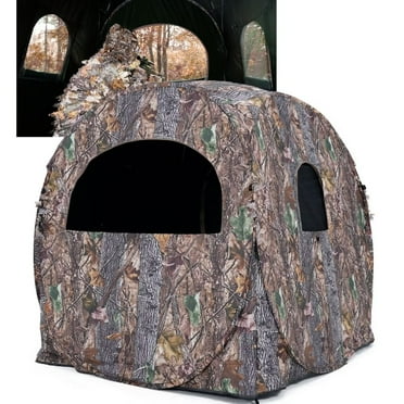 Zikebtuy Hunting Blind See Through Ground Blind with Carrying Bag, 1-2 Person Pop Up Deer Blind 270 Degree, Portable Hunting Tent for Deer & Turkey Hunting