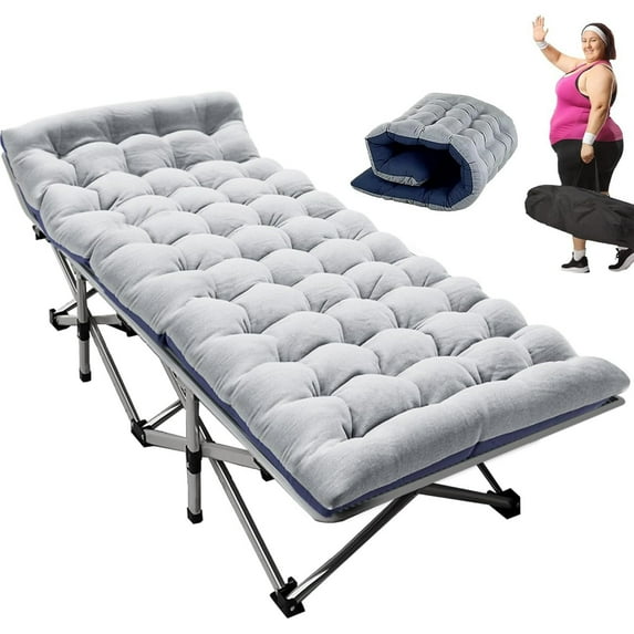Zikebtuy XL Folding Bed Cot with 3.3 inch 2 Sided Mattress, 75"* 28" Sleeping Cot Guest Bed, Folding Camping Cots with Carry Bag
