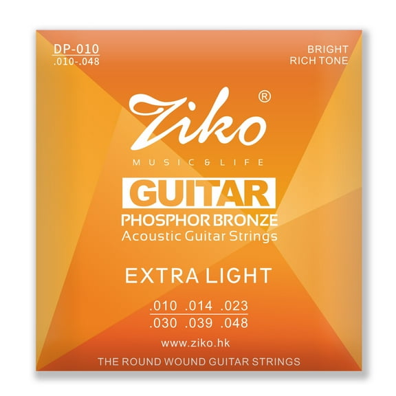 Ziko Acoustic Guitar Strings 10-48 Hex High-Carbon Steel and 90/10 Phosphor Bronze 10-48