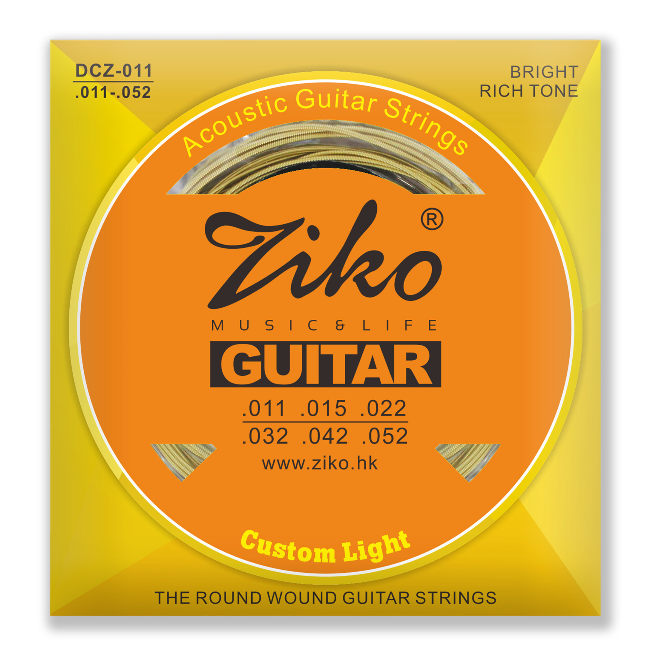 Ziko Acoustic Guitar Strings Hex HighCabron Steel and 80/20 Brass 11