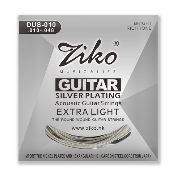 Ziko DUS-010 Silver Plating Acoustic guitar strings 10-48 2 Pack Set