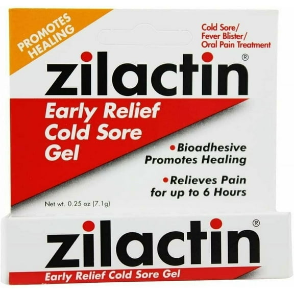 Zilactin Easy Relief Medicated Cold Sore Gel Promotes Healing 0.25oz,5-Pack