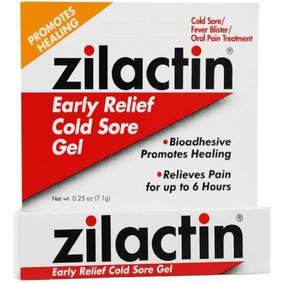 Zilactin Easy Relief Medicated Cold Sore Gel Promotes Healing 0.25oz,4-Pack