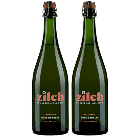 Zilch Alcohol-Free Rosé Bubbles: Premium Non-Alcoholic California Sparkling Rosé Wine | 2 PACK