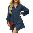 thumbnail image 1 of Zilcremo Women's Long Sleeve Babydoll Denim Dress Button Down Jean Shirt Dress with Pockets, 1 of 5