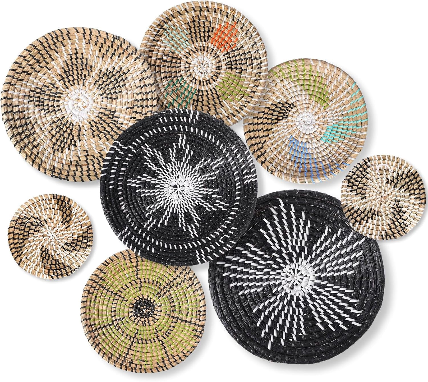Ziliny Boho Wall Basket Decor Set of 8 Decorative Hanging Woven Basket ...