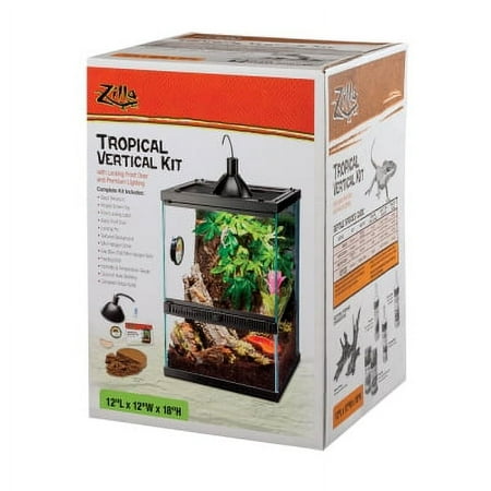 Zilla 28070 Glass/Black Vertical Tropical Terrarium Kit