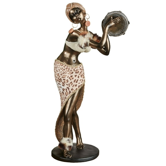 Zilla African Woman Dancing Table Sculpture Bronze 7.5 in wide x 5 in deep x 15 in high