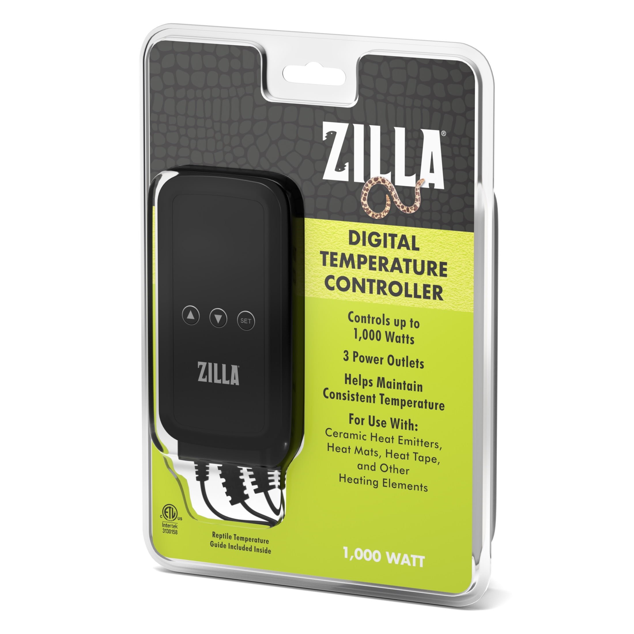 Zilla Black Digital Temperature Controller with 3 Power Outlets