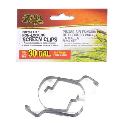 Zilla Fresh Air Non-Locking Screen Clips [Reptile, Cages & Pens] 30 Gallon Tanks and Up