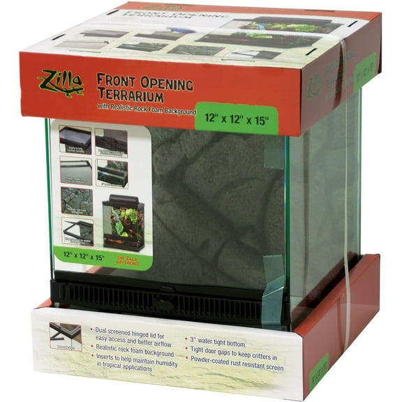 Zilla Front-Opening Glass Terrarium (12x12x15")