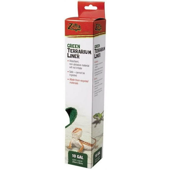Zilla Green Terrarium Liner [Reptile, Cage Carpets] 10 Gallon Tanks - (9.75"L x 19.75"W)