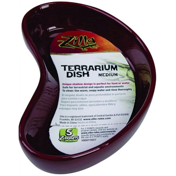 Zilla Kidney Shaped Terrarium Dish for Food or Water - Medium