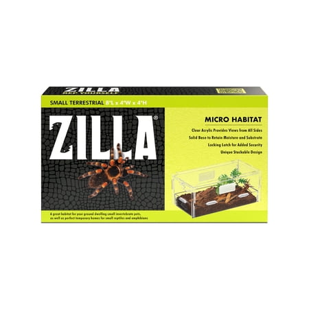 Zilla Micro Habitat Terrariums with Locking Latch Terrestrial for Reptiles, Acrylic, Small