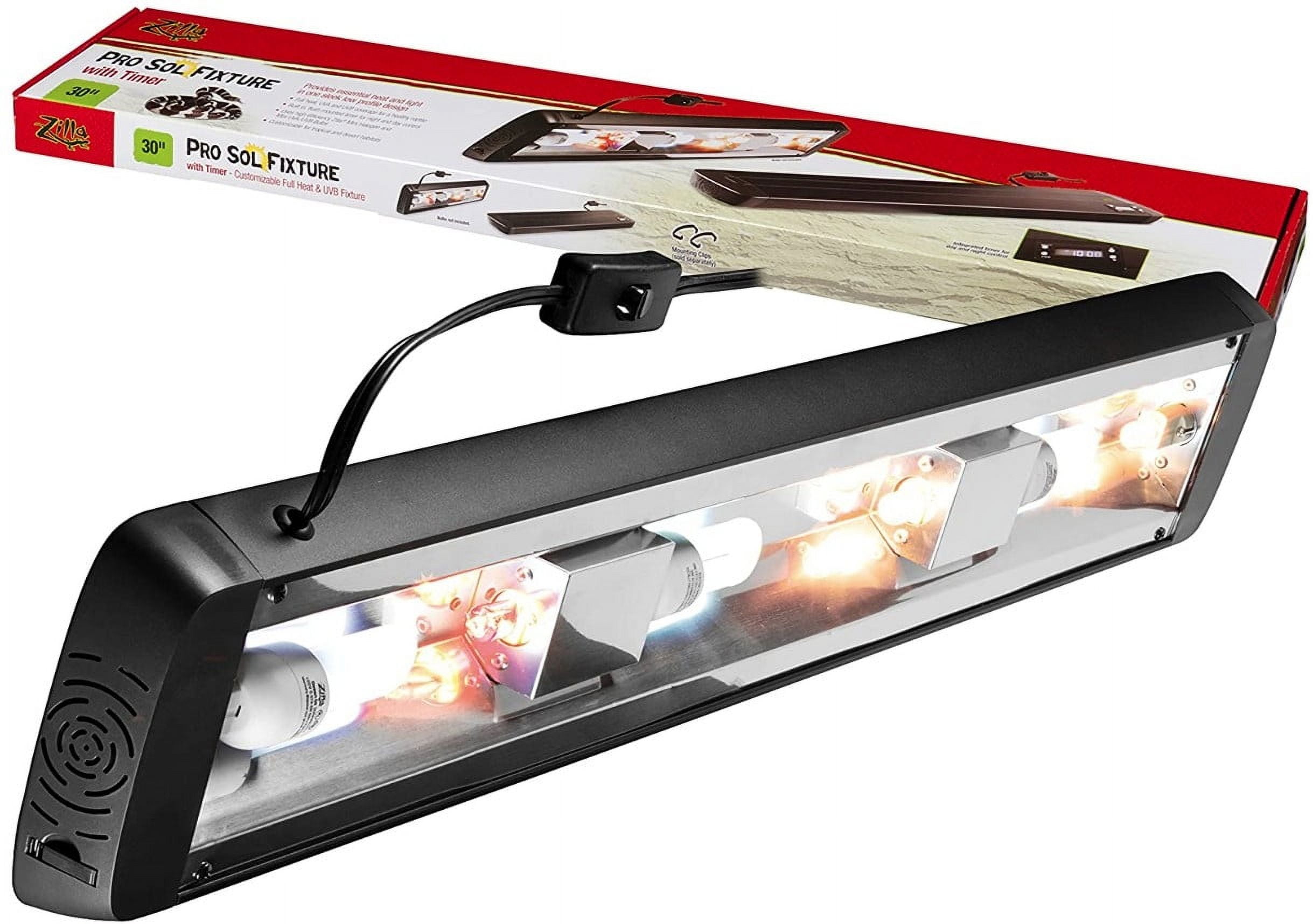 Zilla Pro Sol Fixture with Timer Customizable Full Heat and UVB Fixture