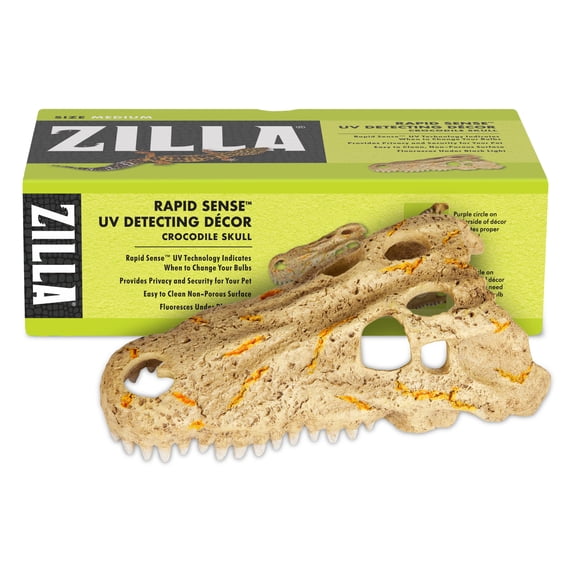 Zilla Rapid Sense UV Detecting Crocodile Skull Décor for Reptiles, Medium
