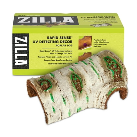 Zilla Rapid Sense UV Detecting Pet Reptile Terrarium Decor, Poplar Log, Medium