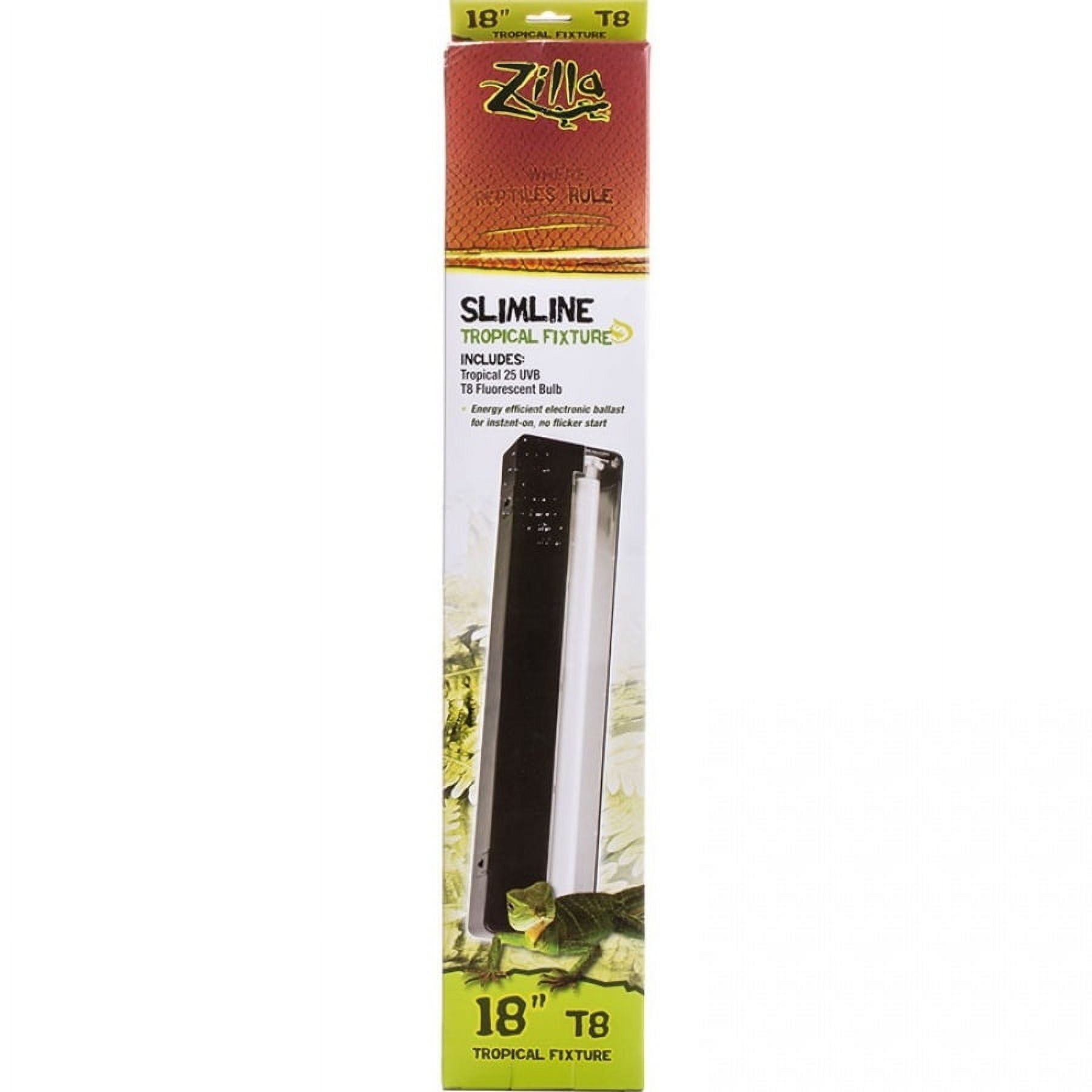 Zilla Slimeline Tropical Reptile Flourescent Light Fixture, 18", 25 Watt