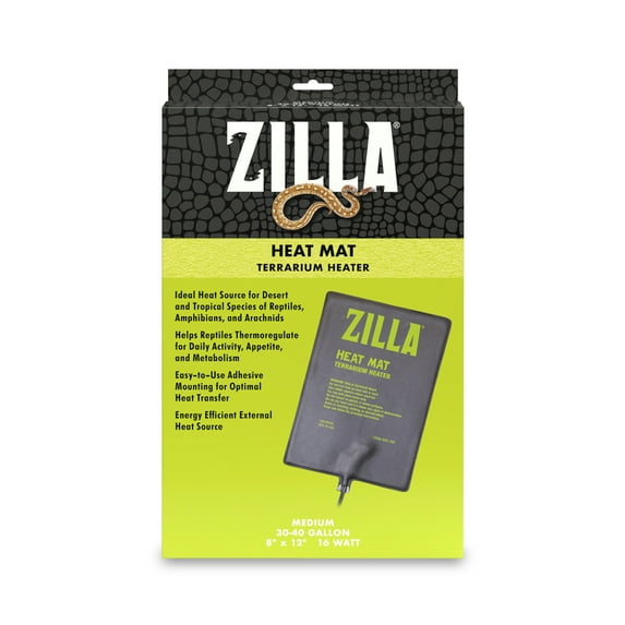 Zilla Terrarium Heat Mat for Reptiles, Black, Medium, 30-40 Gallon, 16 Watt