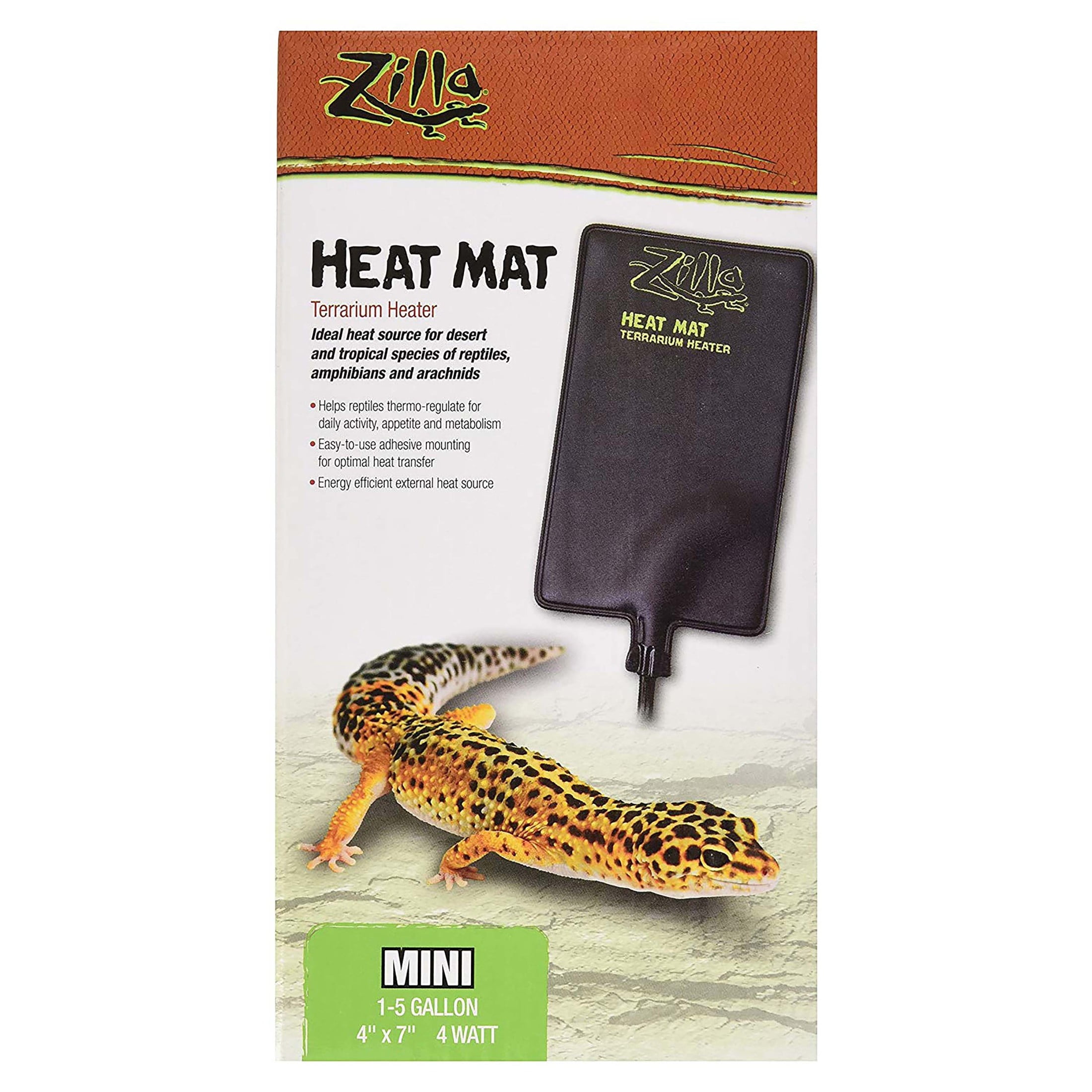 Zilla Terrarium Heat Mat for Reptiles Black Mini 1 5 Gallon 4 Watt Walmart