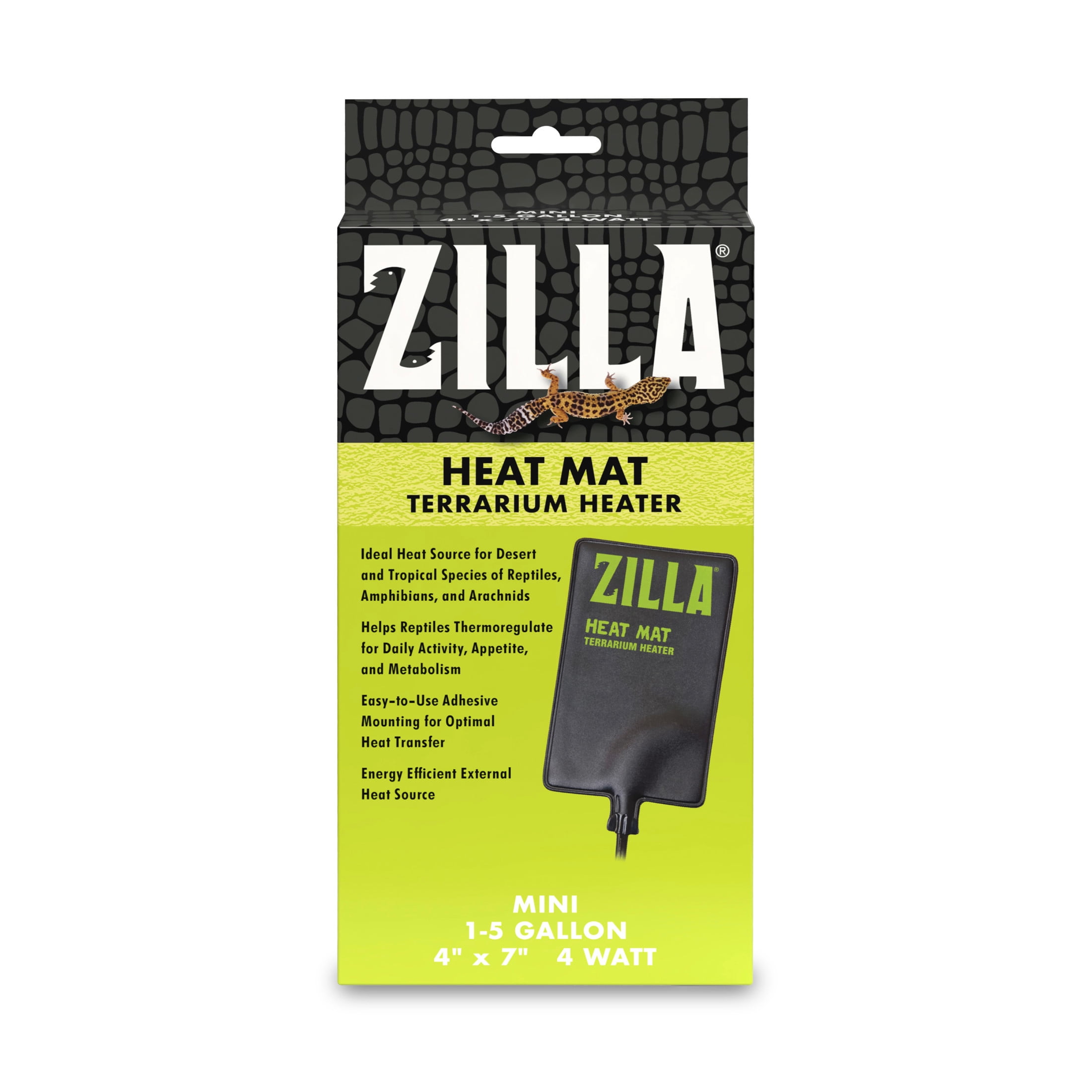 Zilla Terrarium Heat Mat for Reptiles, Black, Mini, 1-5 Gallon, 4 Watt