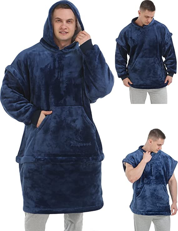 Zillywood Oversized Wearable Blanket Hoodie with Removable Sleeves, Hood and Bottom. Soft Customizable Fleece Blanket Hoodie with Sleeves, Wearable Warm Snuggle Blanket with Zippers. (Wine, One Size)