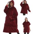 thumbnail image 1 of Zillywood Oversized Wearable Blanket Hoodie with Removable Sleeves, Hood and Bottom. Soft Customizable Fleece Blanket Hoodie with Sleeves, Wearable Warm Snuggle Blanket with Zippers. (Wine, One Size), 1 of 5