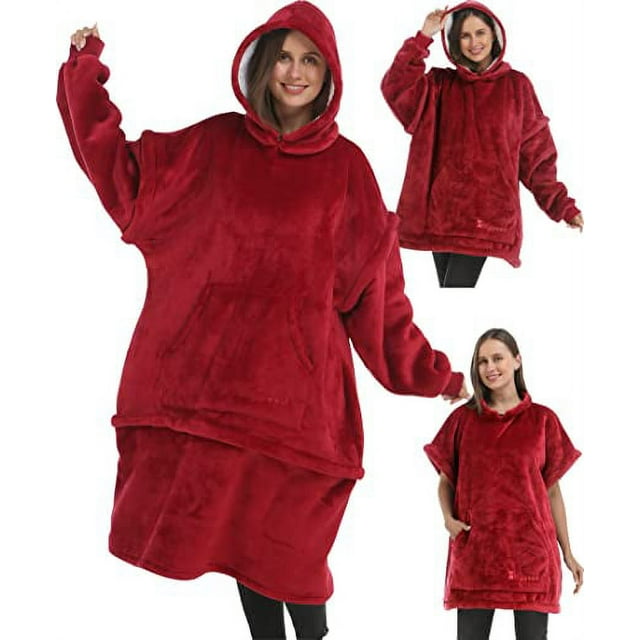 Zillywood Oversized Wearable Blanket Hoodie with Removable Sleeves