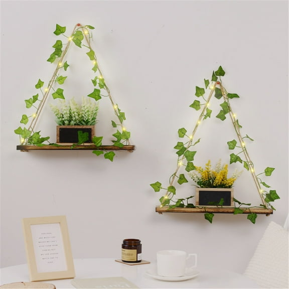 Ziloco Home Decor in Clearance Industrial Style Black Iron Hanger Wood Shelf Flower Stand Plant Shelves Wall Hanging Decorative Rectangle Frame Ceiling Flower Pot Storage Rack Bar Hanging on Clearance