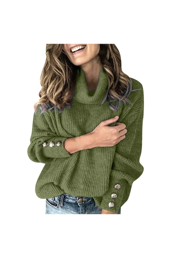 Long Sleeve V-Neck Blouses Shirts Plus Size Shirts Women's Turtleneck Knitted Jumper Sweater Long Sleeve Elegant Casual Tops Shirts for Women