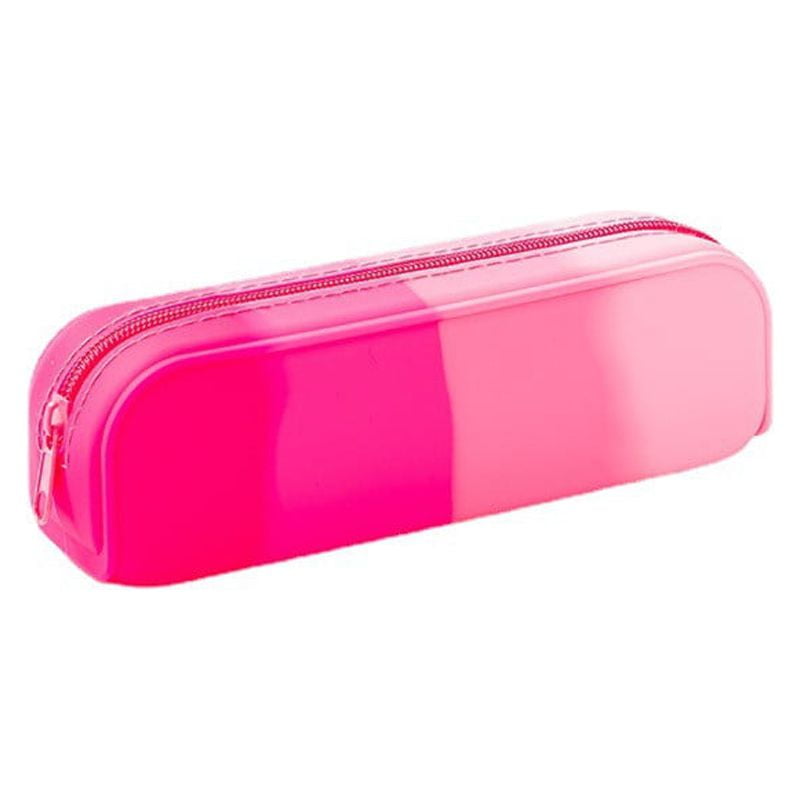 Ziloco pencil pouch small Student Gradient Color Rectangular Silicone  Texture Pencil Bag Large Capacity Zipper Bag Suitable For Students pencil  boxes for school ,Pink 