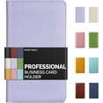 thumbnail image 1 of Ziloes Leather Professional Business Card Book Holder Organizer, 240 Card Capacity PU Name Card Credit Cards Booklet (Purple), 1 of 14