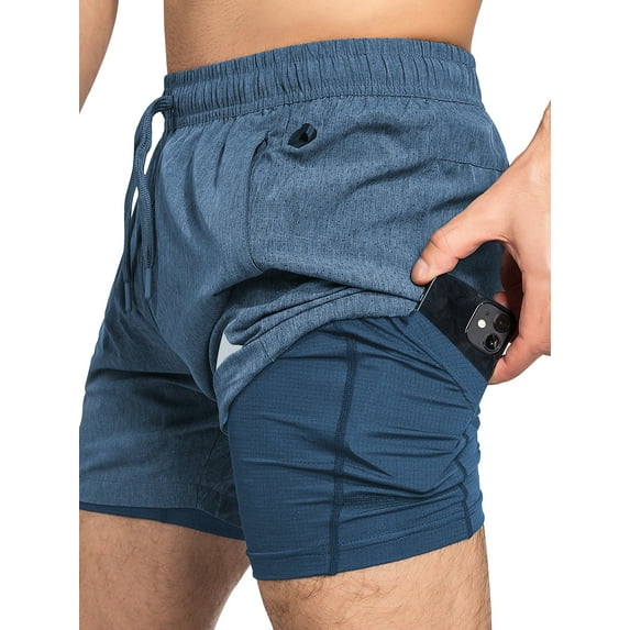 Zilpu Mens Quick Dry Athletic Performance Shorts with Zipper Pocket (5 inch)