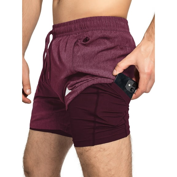 Zilpu Mens Quick Dry Athletic Performance Shorts with Zipper Pocket (5 inch)