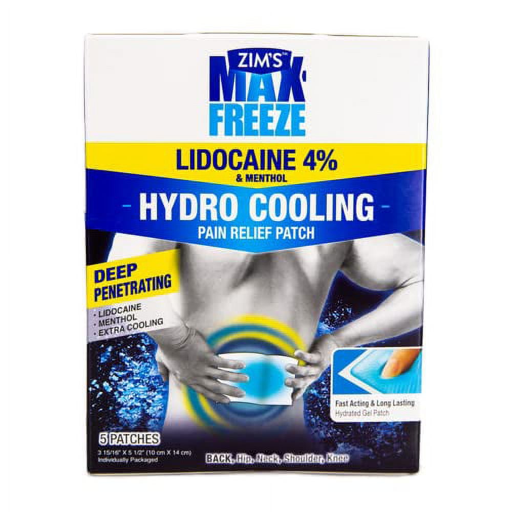 Zim's Max Freeze 4 Lidocaine Hydro Cooling Pain Relief Patches 5 Count, White (P251220